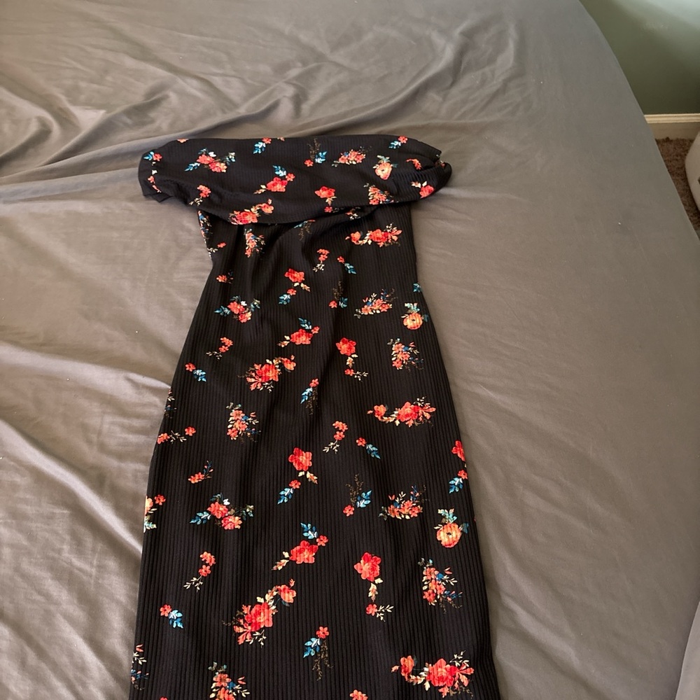 RACHEL Rachel Roy Strapless Dress with Red and Blue Floral